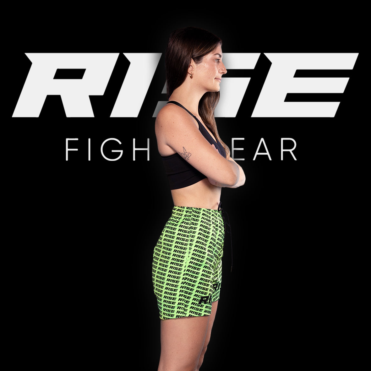 RISE GYM SHORTS PATTERN (GREEN/BLACK)