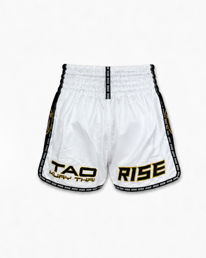 RISE X TAO MUAY THAI SHORTS (WHITE)
