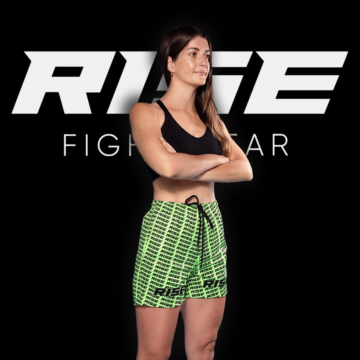 RISE GYM SHORTS PATTERN (GREEN/BLACK)