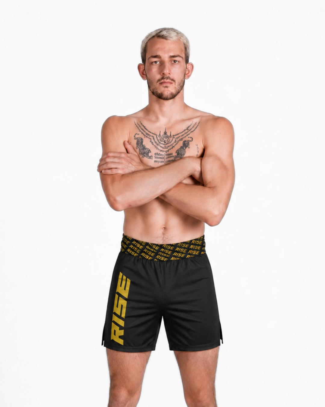 RISE GYM SHORTS 2024 (BLACK/GOLD)