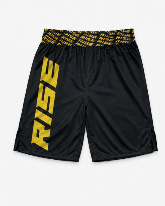 RISE GYM SHORTS 2024 (BLACK/GOLD)