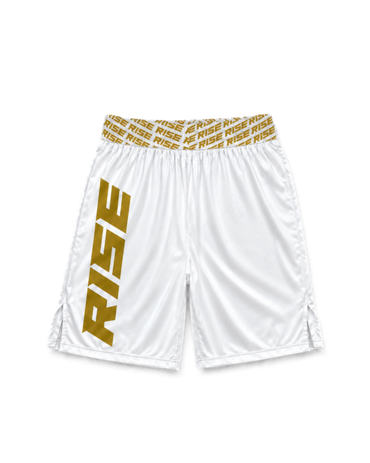 RISE GYM SHORTS 2024 (WHITE/GOLD)