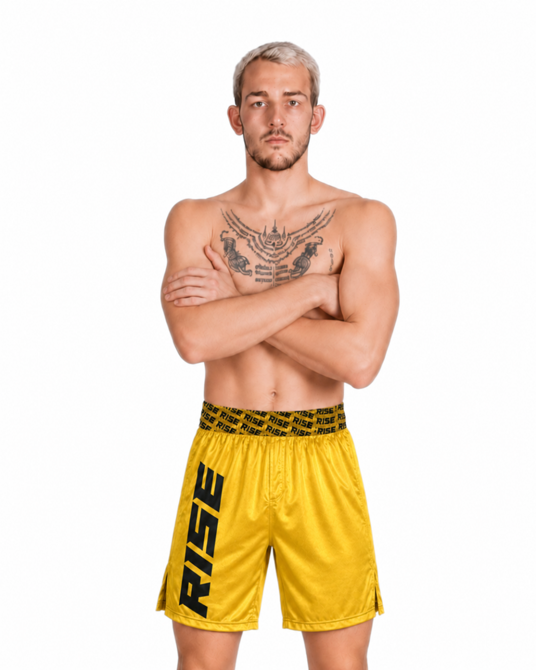 RISE GYM SHORTS 2024 (GOLD/BLACK)
