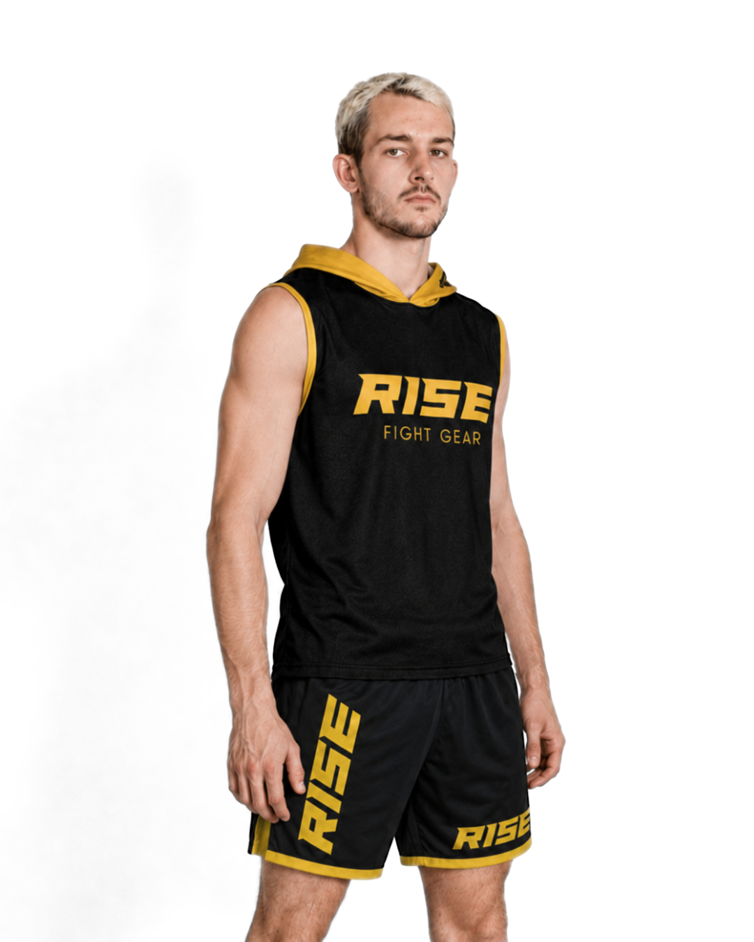 RISE SLEEVELESS HOODIE (BLACK/GOLD)
