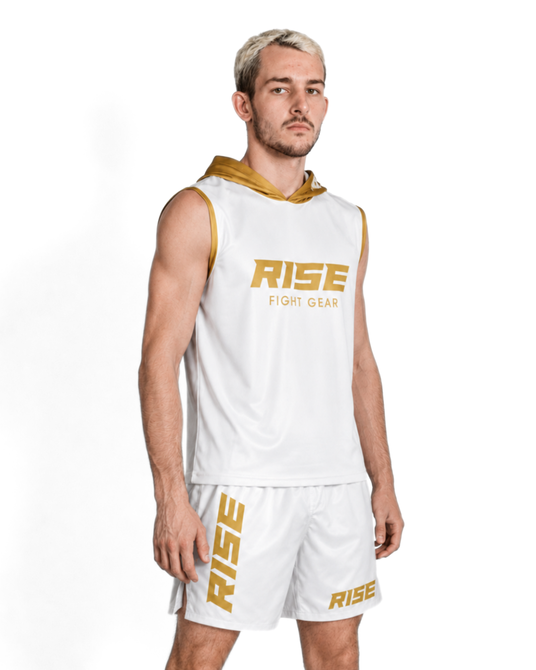 RISE SLEEVELESS HOODIE (WHITE/GOLD)