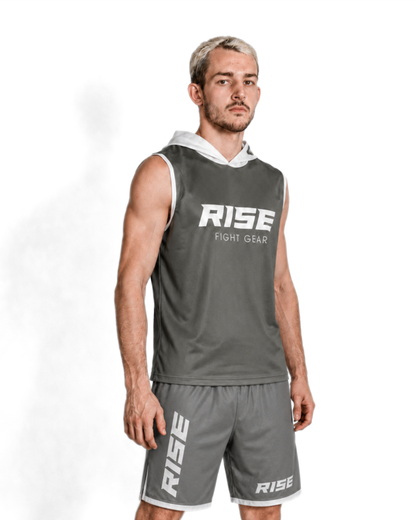 RISE SLEEVELESS HOODIE (GREY/WHITE)