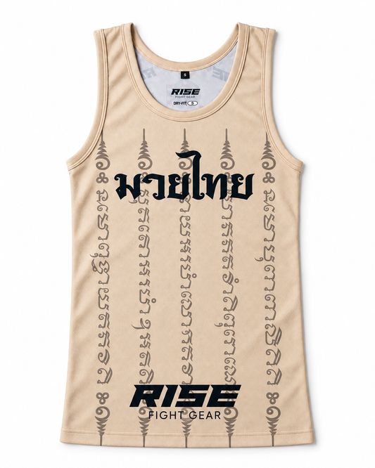RISE MUAY THAI SAK YANT TANK TOP (BEIGE)