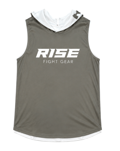 RISE SLEEVELESS HOODIE (GREY/WHITE)