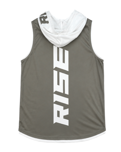 RISE SLEEVELESS HOODIE (GREY/WHITE)