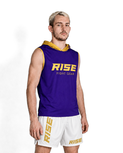 RISE SLEEVELESS HOODIE (PURPLE/GOLD)