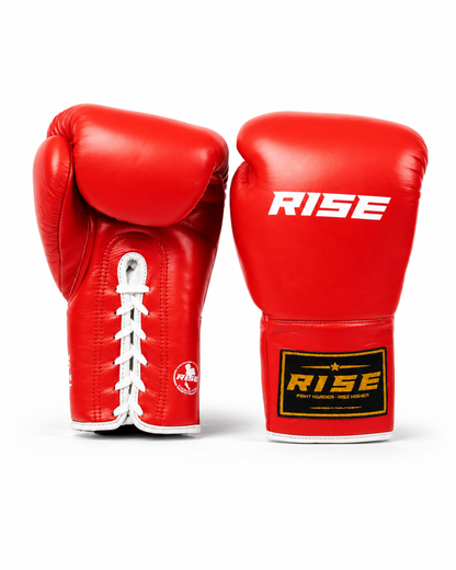RISE COMPETITION FULLY LEATHER BOXING GLOVES (RED)