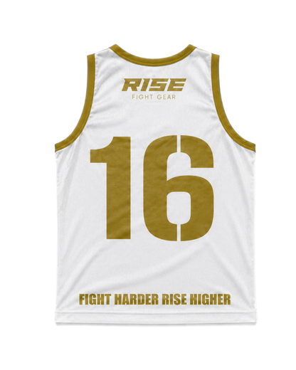 RISE BASKETBALL JERSEY No.16 (WHITE/GOLD)