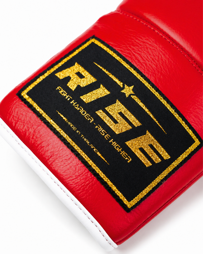 RISE COMPETITION FULLY LEATHER BOXING GLOVES (RED)
