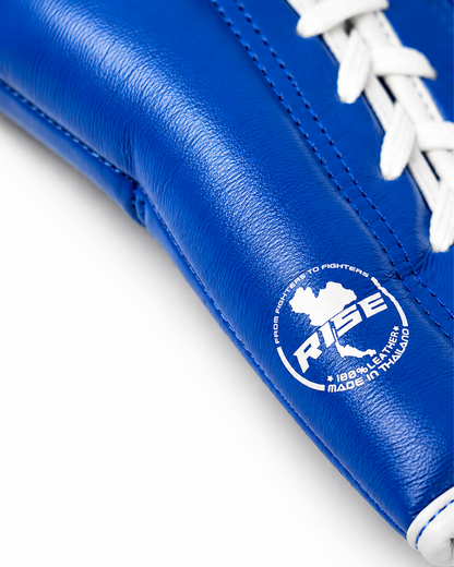RISE COMPETITION FULLY LEATHER BOXING GLOVES (BLUE)