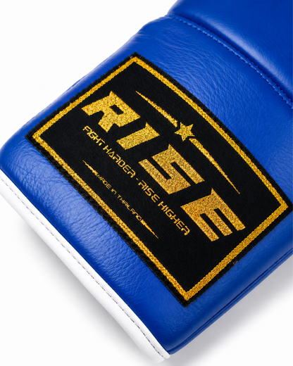 RISE COMPETITION FULLY LEATHER BOXING GLOVES (BLUE)