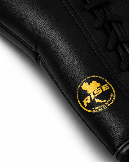 RISE COMPETITION FULLY LEATHER BOXING GLOVES (BLACK)