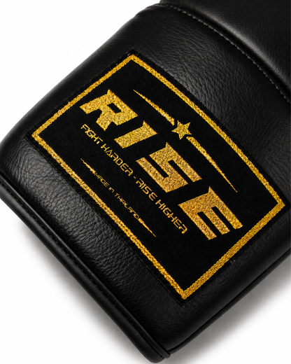 RISE COMPETITION FULLY LEATHER BOXING GLOVES (BLACK)