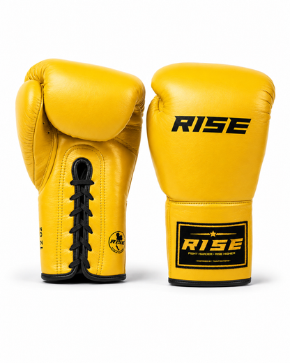 RISE COMPETITION FULLY LEATHER BOXING GLOVES (GOLD)