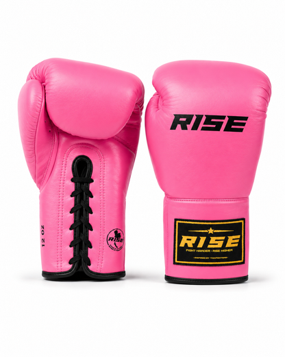RISE COMPETITION FULLY LEATHER BOXING GLOVES (PINK)