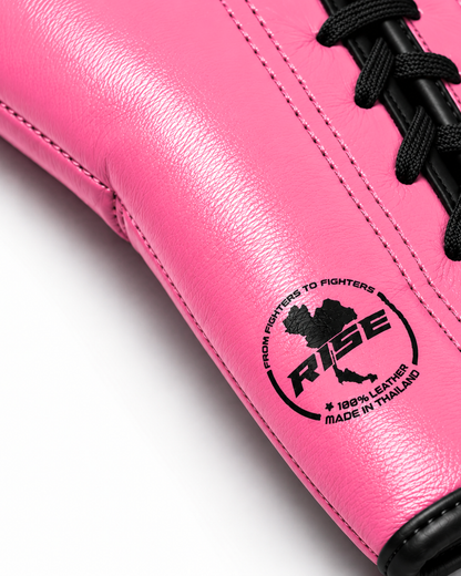 RISE COMPETITION FULLY LEATHER BOXING GLOVES (PINK)