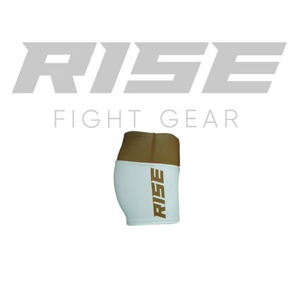 RISE WOMAN SHORTS LEGGINGS (WHITE/GOLD)