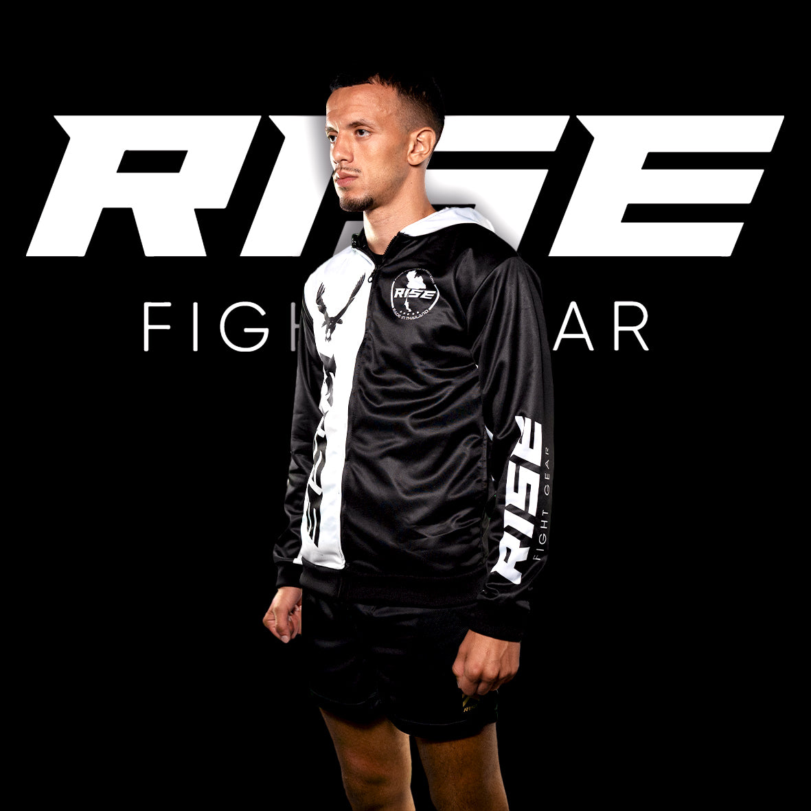 RISE HOODIE JACKET (BLACK/WHITE)