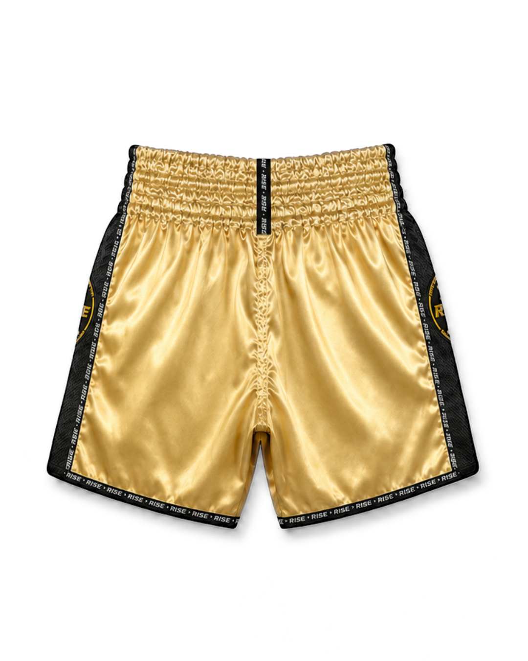 RISE MUAY THAI SHORTS SATIN (GOLD/BLACK)