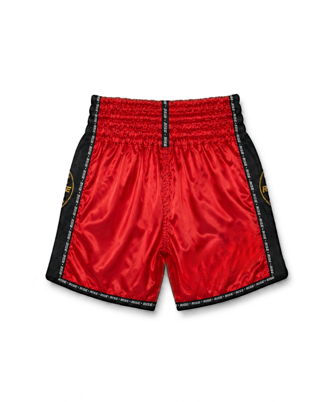 RISE MUAY THAI SHORTS SATIN (RED/BLACK)