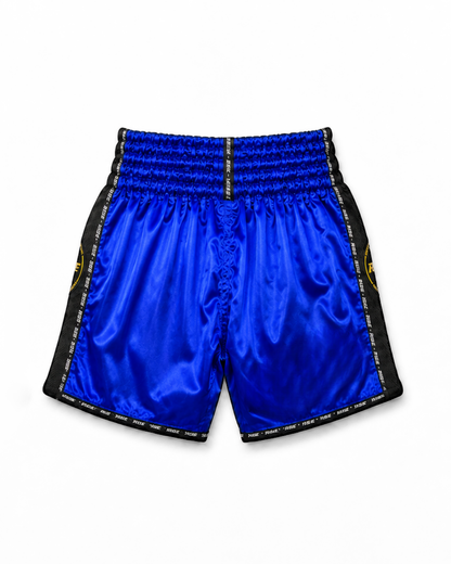 RISE MUAY THAI SHORTS SATIN (BLUE/BLACK)
