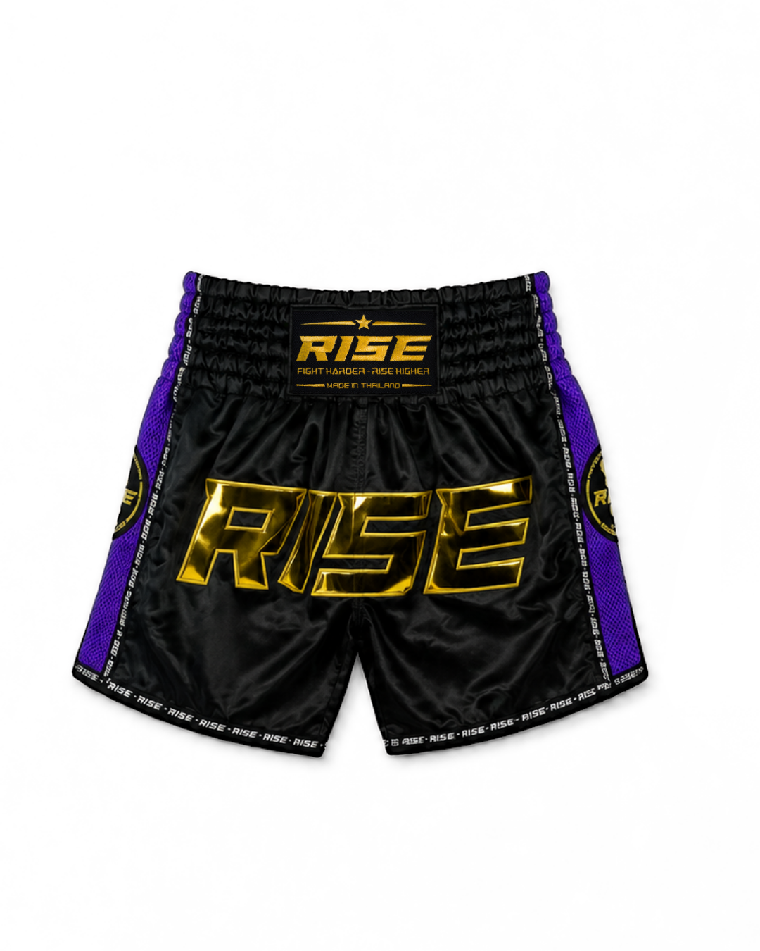 RISE MESH MUAY THAI SHORTS (BLACK/PURPLE)