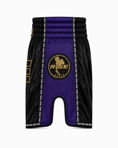 RISE MESH MUAY THAI SHORTS (BLACK/PURPLE)