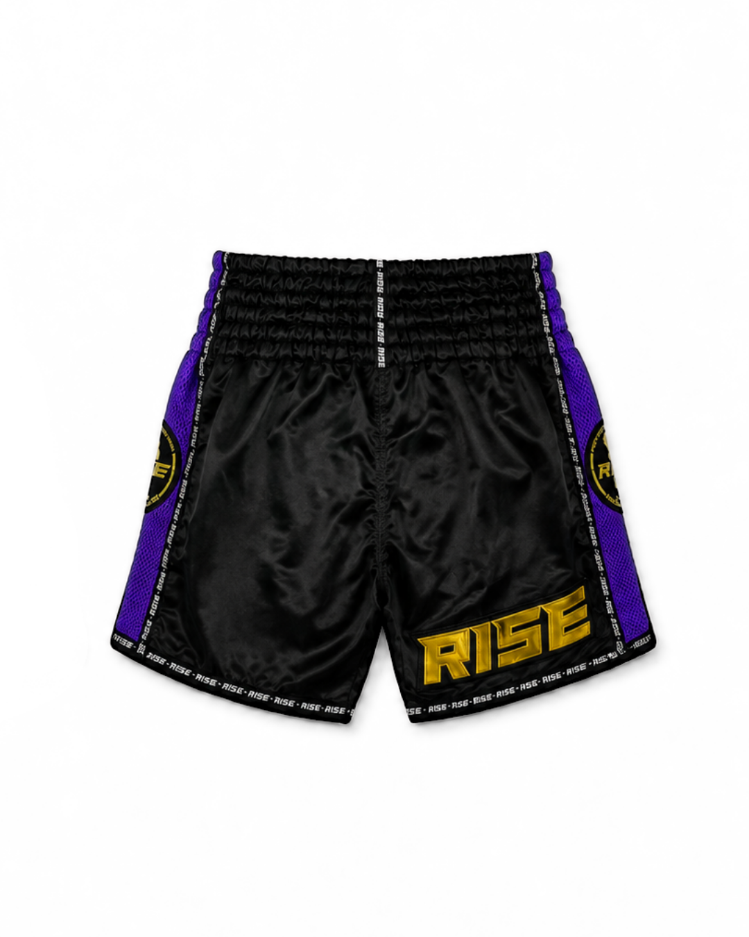 RISE MESH MUAY THAI SHORTS (BLACK/PURPLE)