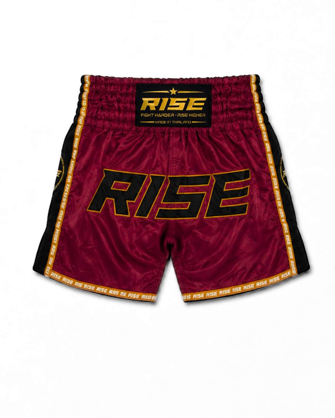 RISE MUAY THAI SHORTS BLACK MESH COLLECTION (MAROON)