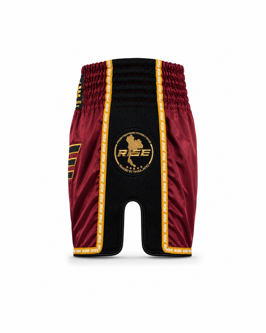 RISE MUAY THAI SHORTS BLACK MESH COLLECTION (MAROON)