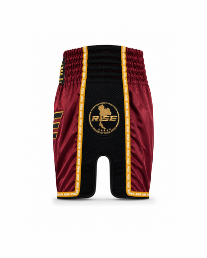 RISE MUAY THAI SHORTS BLACK MESH COLLECTION (MAROON)