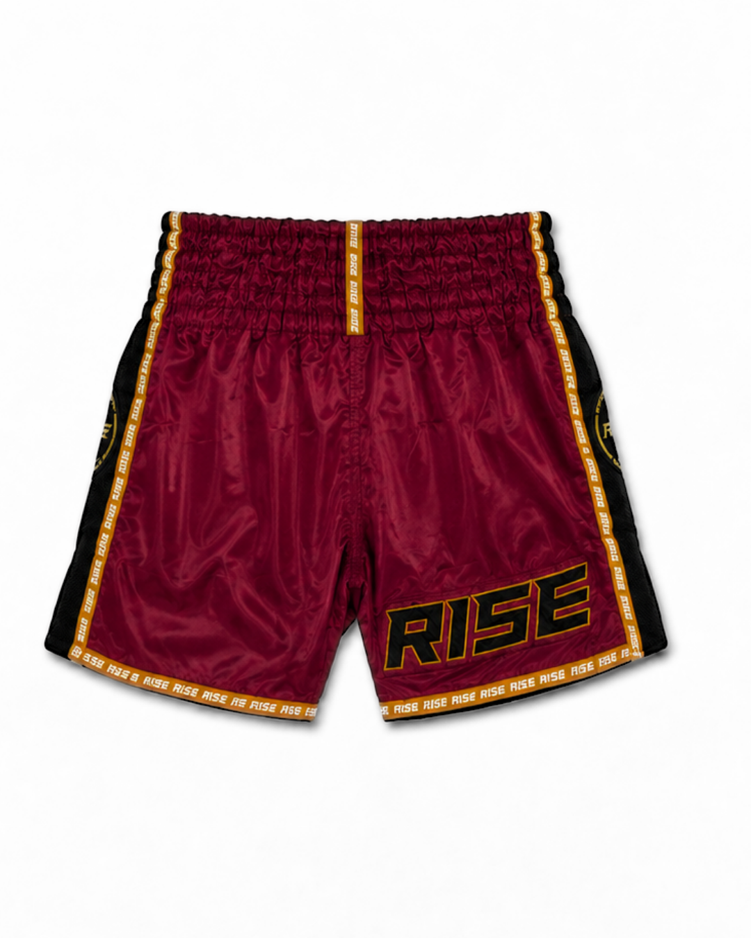 RISE MUAY THAI SHORTS BLACK MESH COLLECTION (MAROON)