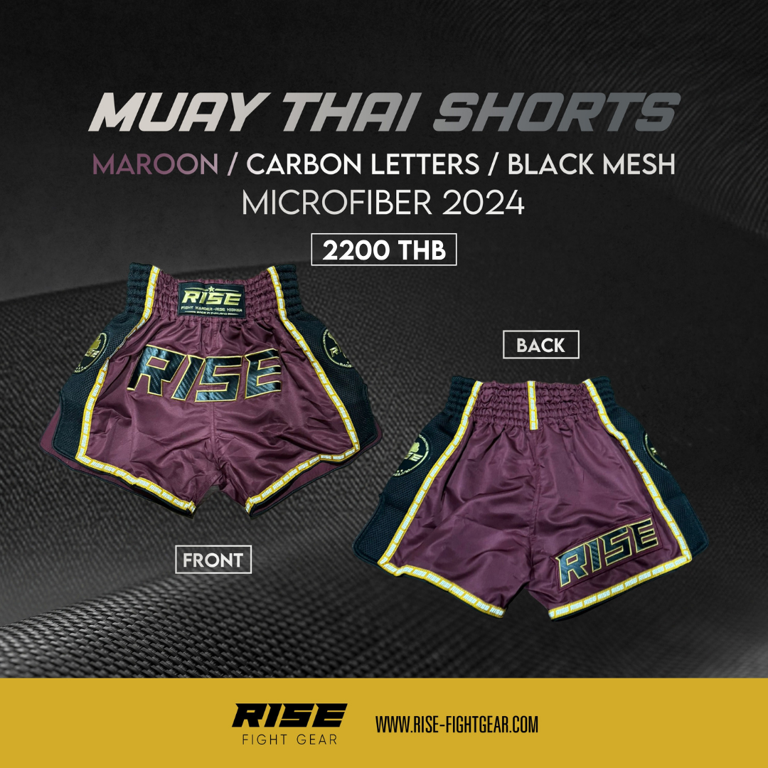 MUAY THAI SHORTS BLACK MESH COLLECTION (MAROON)