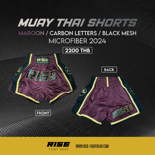 MUAY THAI SHORTS BLACK MESH COLLECTION (MAROON)