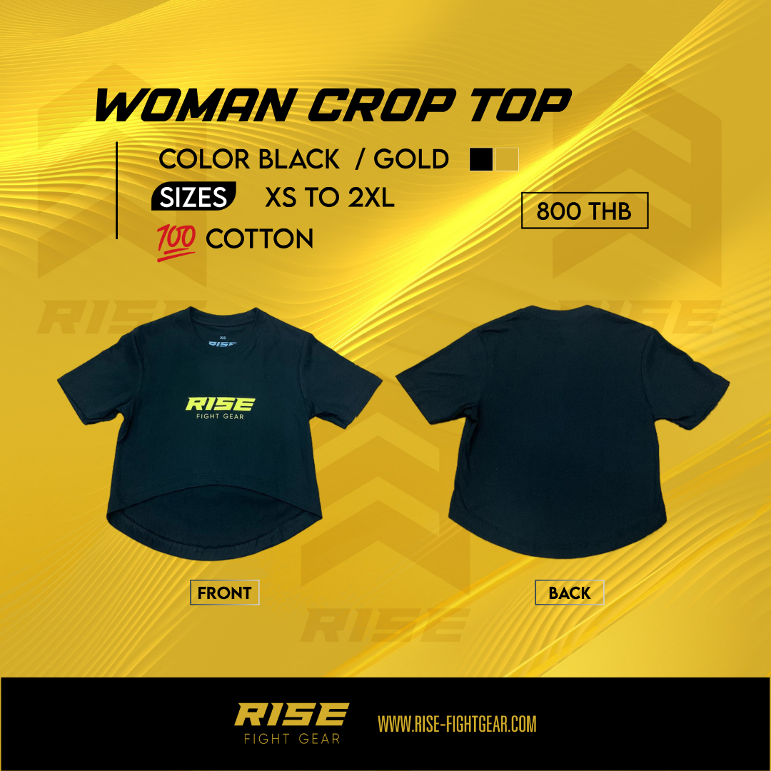 RISE WOMAN CROP TOP COTTON (BLACK/GOLD)