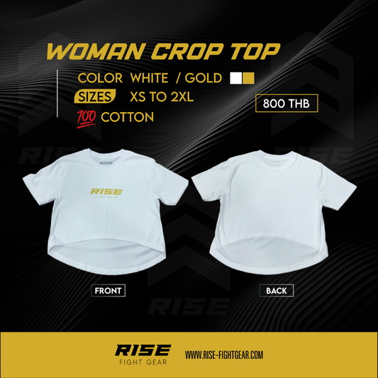 RISE WOMAN CROP TOP COTTON (WHITE/GOLD)