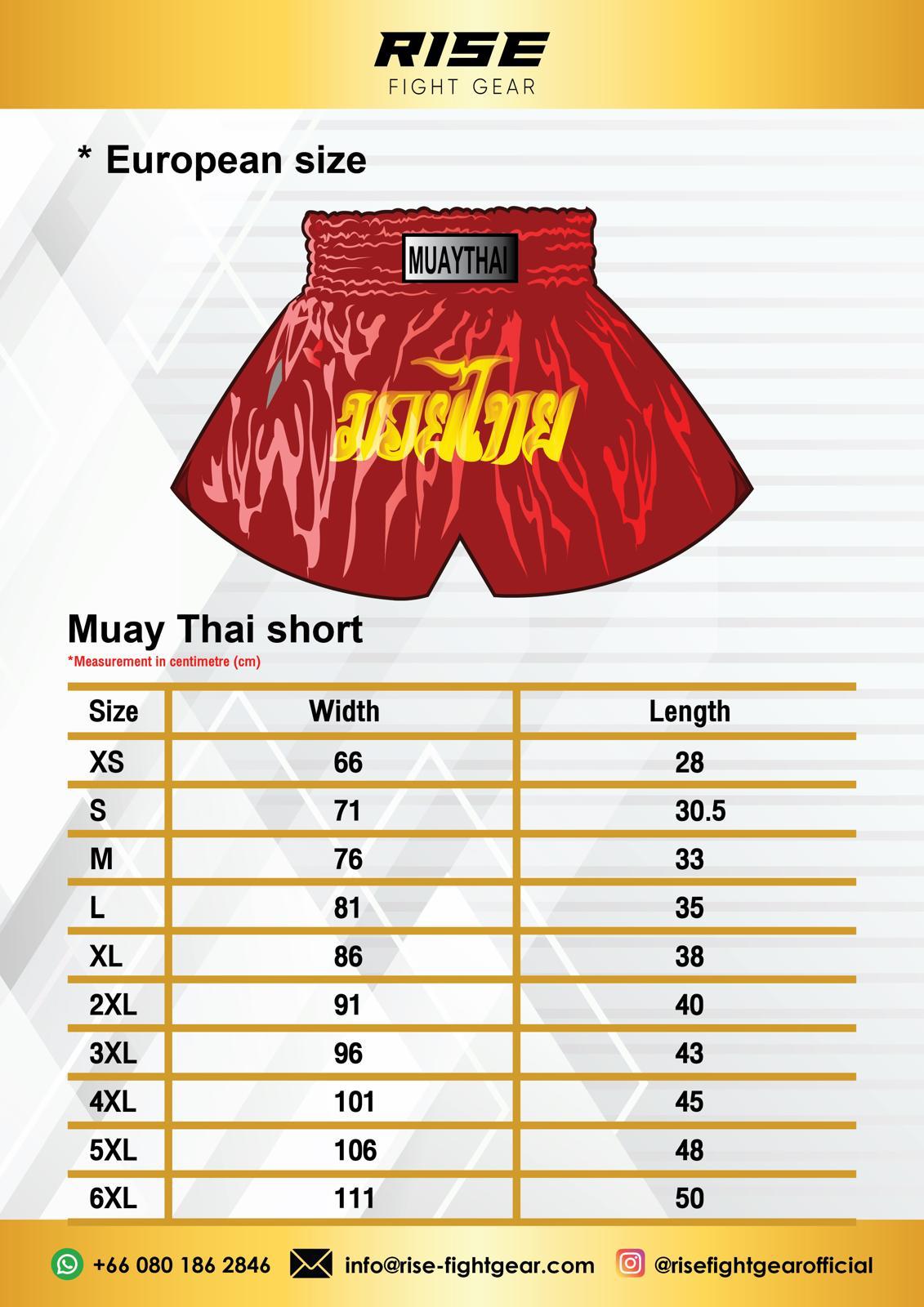 European Size Chart Shorts