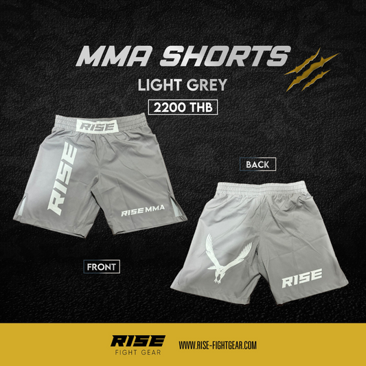 RISE MMA SHORTS (LIGHT GREY/WHITE)