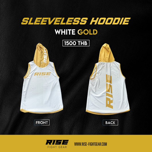 RISE SLEEVELESS HOODIE (WHITE/GOLD)