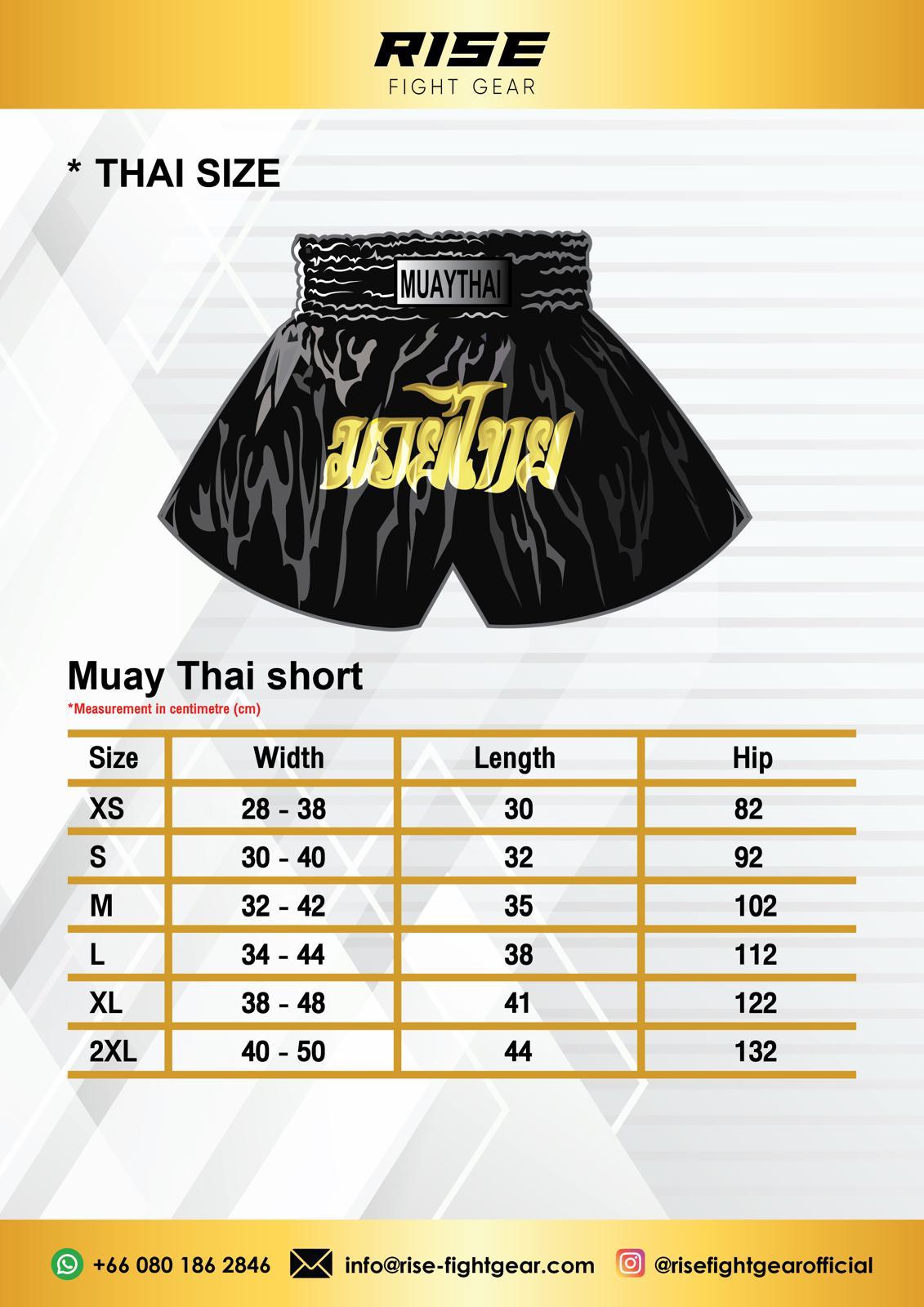 Thai Size Chart Shorts