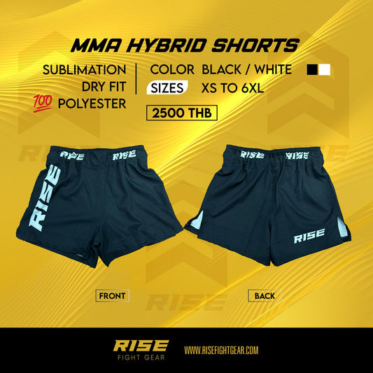 MMA HYBRID SHORTS (BLACK/WHITE)