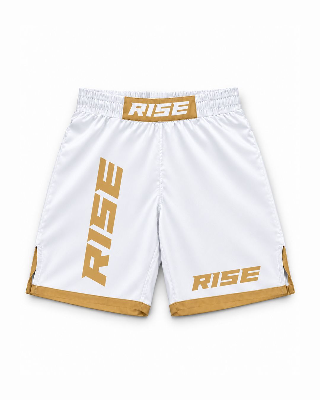 RISE MMA SHORTS (WHITE/GOLD)