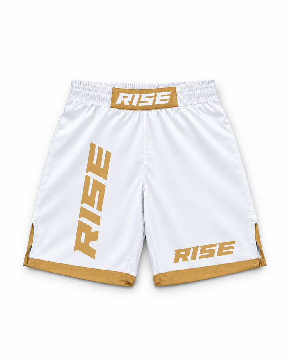 RISE MMA Shorts White Gold | MMA Training Shorts | RISE Fight Gear ...