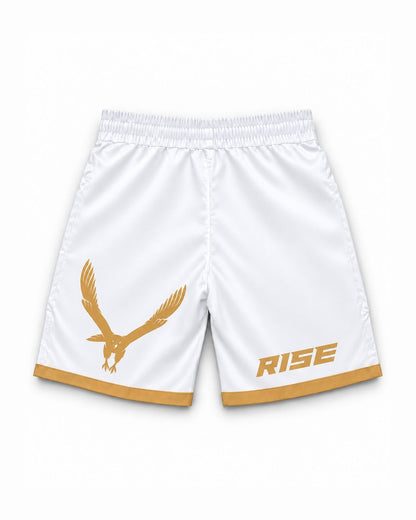 RISE MMA SHORTS (WHITE/GOLD)